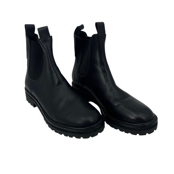 EVERLANE The Lug Chelsea Boot Black Leather Pull On Stretch Ankle Size 11 - Picture 5 of 7